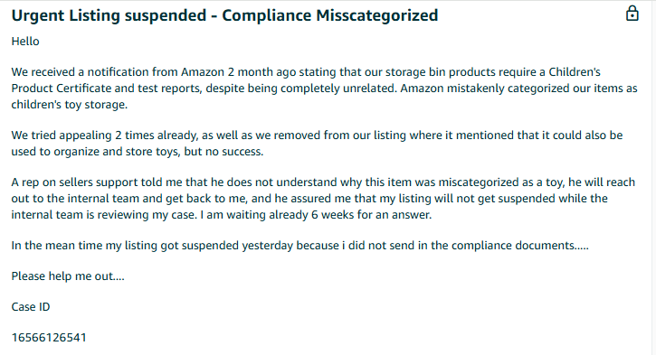 urgent listing suspended